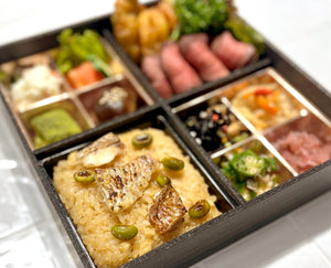 9月〜【秋のお祝い弁当】鯛めしと淡路牛のローストビーフ